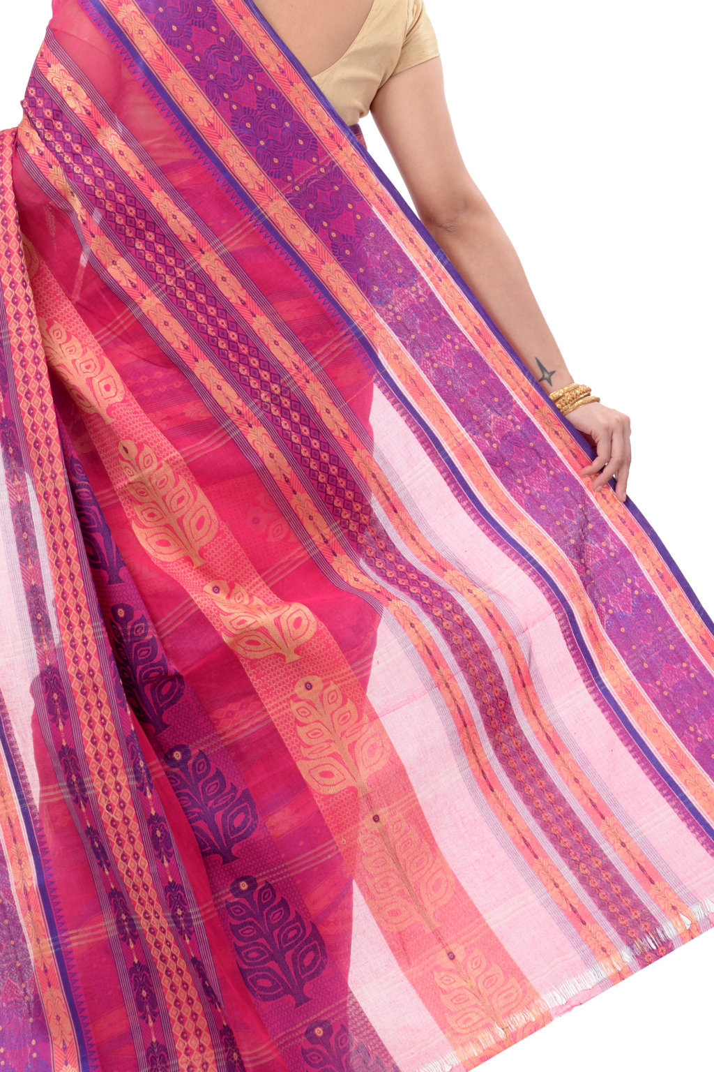 Pink Pure Cotton Saanvi Desiging Tant Saree (462)